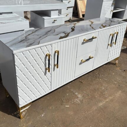 Marble top White & Gold Blend tv stand
