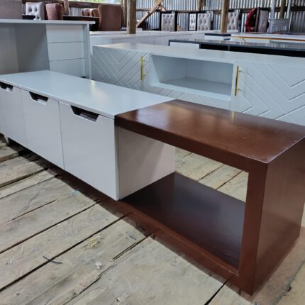White & brown Blend tv Stand
