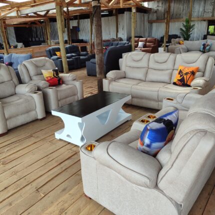 Cream Semi Recliner Sofa