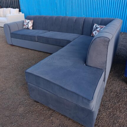 Grey L-Shaped Sofa (Permanent Back) High-quality fabric