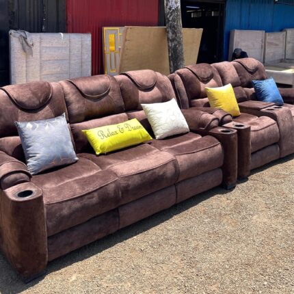 Dark Brown Semi Recliner Sofa